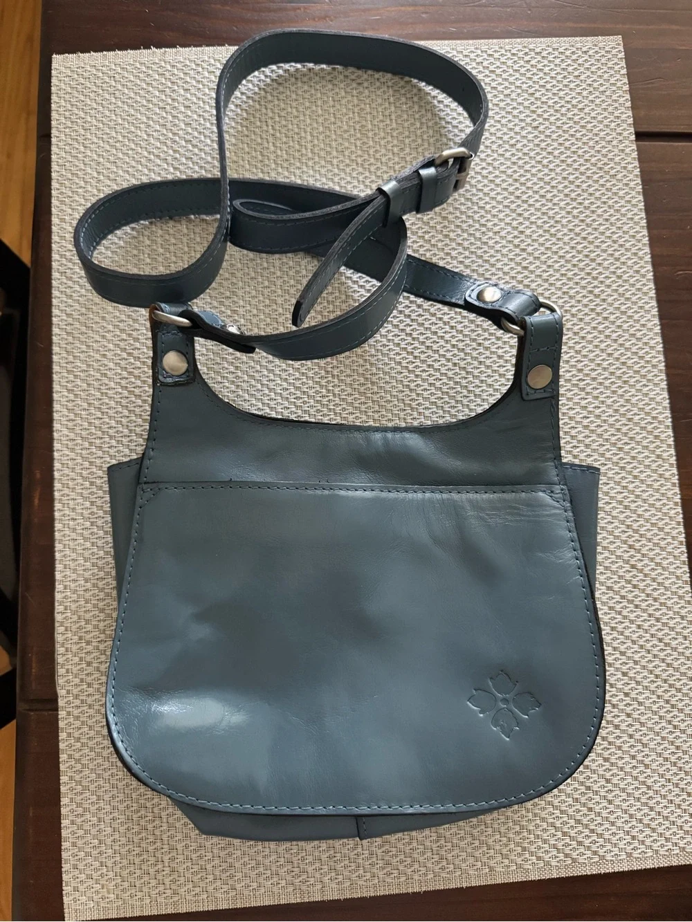 Patricia Nash Claretta Blue Leather Crossbody Saddle Bag